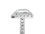 10K White Gold 1.05 Carat D VS1 Princess Diamond Pavé Halo Ring with Four-Prong Setting