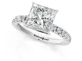 White gold Princess Cut Diamond Pavé Solitaire Engagement Ring with Four-Prong Setting_90