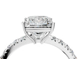 White gold Princess Cut Diamond Pavé Solitaire Engagement Ring with Four-Prong Setting_93