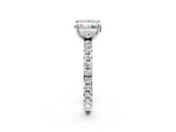 White gold Princess Cut Diamond Pavé Solitaire Ring with Round Band and Prong Setting_18