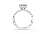 White gold Princess Cut Diamond Pavé Solitaire Ring with Round Band and Prong Setting_19
