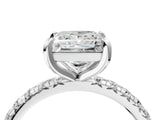 White gold Princess Cut Diamond Pavé Solitaire Ring with Round Band and Prong Setting_20