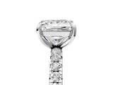 White gold Princess Cut Diamond Pavé Solitaire Ring with Round Band and Prong Setting_21