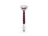 White gold Princess Cut Diamond Pave Band Solitaire Ring with Round with Garnet side stone and Prong Setting_14