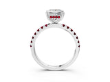 White gold Princess Cut Diamond Pave Band Solitaire Ring with Round with Garnet side stone and Prong Setting_3