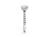 White gold Princess Cut Diamond Pave Band Solitaire Ring with Round with Moissanite side stone and Prong Setting_14