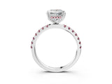 White gold Princess Cut Diamond Pave Band Solitaire Ring with Round with Morganite side stone and Prong Setting_15