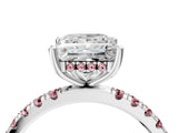 White gold Princess Cut Diamond Pave Band Solitaire Ring with Round with Morganite side stone and Prong Setting_4