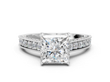 White gold Princess Cut Diamond Pave Band with Four-Prong Setting_18