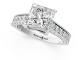 White gold Princess Cut Diamond Pave Band with Four-Prong Setting_21