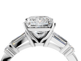 White gold Princess Cut Diamond Ring with Baguette Side Stones, Channel Set Band, and Four-Prong Setting_28