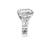 White gold Princess Cut Diamond Ring with Baguette Side Stones, Channel Set Band, and Four-Prong Setting_29