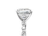 White gold Princess Cut Diamond Ring with Marquise and Round  Side Stones and Four-Prong Setting_109