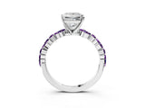 White gold Princess Cut Diamond Ring with Marquise and Round with Amethyst side stone Side Stones and Four-Prong Setting_15