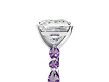 White gold Princess Cut Diamond Ring with Marquise and Round with Amethyst side stone Side Stones and Four-Prong Setting_17