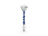 White gold Princess Cut Diamond Ring with Marquise and Round with Blue Sapphire side stone Side Stones and Four-Prong Setting_50
