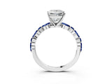 White gold Princess Cut Diamond Ring with Marquise and Round with Blue Sapphire side stone Side Stones and Four-Prong Setting_63