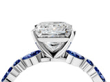White gold Princess Cut Diamond Ring with Marquise and Round with Blue Sapphire side stone Side Stones and Four-Prong Setting_64