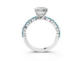 White gold Princess Cut Diamond Ring with Marquise and Round with Blue Topaz side stone Side Stones and Four-Prong Setting_27