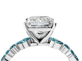 White gold Princess Cut Diamond Ring with Marquise and Round with Blue Topaz side stone Side Stones and Four-Prong Setting_40