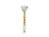 White gold Princess Cut Diamond Ring with Marquise and Round with Citrine side stone Side Stones and Four-Prong Setting_14