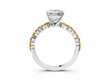 White gold Princess Cut Diamond Ring with Marquise and Round with Citrine side stone Side Stones and Four-Prong Setting_15
