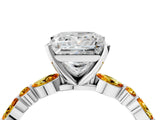 White gold Princess Cut Diamond Ring with Marquise and Round with Citrine side stone Side Stones and Four-Prong Setting_16