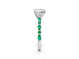 White gold Princess Cut Diamond Ring with Marquise and Round with Emerald side stone Side Stones and Four-Prong Setting_62