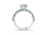 White gold Princess Cut Diamond Ring with Marquise and Round with Emerald side stone Side Stones and Four-Prong Setting_63
