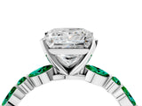 White gold Princess Cut Diamond Ring with Marquise and Round with Emerald side stone Side Stones and Four-Prong Setting_64