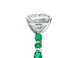 White gold Princess Cut Diamond Ring with Marquise and Round with Emerald side stone Side Stones and Four-Prong Setting_65
