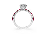 White gold Princess Cut Diamond Ring with Marquise and Round with Garnet side stone Side Stones and Four-Prong Setting_27