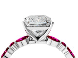 White gold Princess Cut Diamond Ring with Marquise and Round with Garnet side stone Side Stones and Four-Prong Setting_28