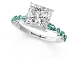 White gold Princess Cut Diamond Ring with Marquise and Round with Green Sapphire side stone Side Stones and Four-Prong Setting_13