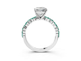 White gold Princess Cut Diamond Ring with Marquise and Round with Green Sapphire side stone Side Stones and Four-Prong Setting_15