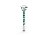 White gold Princess Cut Diamond Ring with Marquise and Round with Green Sapphire side stone Side Stones and Four-Prong Setting_2