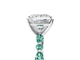 White gold Princess Cut Diamond Ring with Marquise and Round with Green Sapphire side stone Side Stones and Four-Prong Setting_5