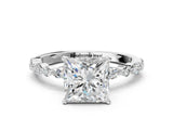 White gold Princess Cut Diamond Ring with Marquise and Round with Moissanite side stone Side Stones and Four-Prong Setting_60