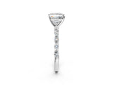 White gold Princess Cut Diamond Ring with Marquise and Round with Moissanite side stone Side Stones and Four-Prong Setting_74