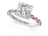 White gold Princess Cut Diamond Ring with Marquise and Round with Morganite side stone Side Stones and Four-Prong Setting_13