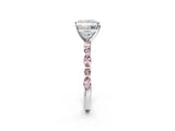 White gold Princess Cut Diamond Ring with Marquise and Round with Morganite side stone Side Stones and Four-Prong Setting_14