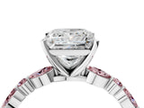 White gold Princess Cut Diamond Ring with Marquise and Round with Morganite side stone Side Stones and Four-Prong Setting_16