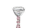 White gold Princess Cut Diamond Ring with Marquise and Round with Morganite side stone Side Stones and Four-Prong Setting_17