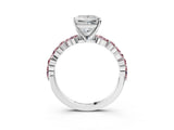 White gold Princess Cut Diamond Ring with Marquise and Round with Morganite side stone Side Stones and Four-Prong Setting_27