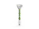White gold Princess Cut Diamond Ring with Marquise and Round with Peridot side stone Side Stones and Four-Prong Setting_26