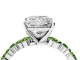 White gold Princess Cut Diamond Ring with Marquise and Round with Peridot side stone Side Stones and Four-Prong Setting_28