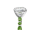 White gold Princess Cut Diamond Ring with Marquise and Round with Peridot side stone Side Stones and Four-Prong Setting_29