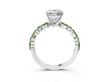 White gold Princess Cut Diamond Ring with Marquise and Round with Peridot side stone Side Stones and Four-Prong Setting_39