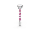 White gold Princess Cut Diamond Ring with Marquise and Round with Pink Sapphire side stone Side Stones and Four-Prong Setting_14