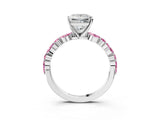 White gold Princess Cut Diamond Ring with Marquise and Round with Pink Sapphire side stone Side Stones and Four-Prong Setting_15